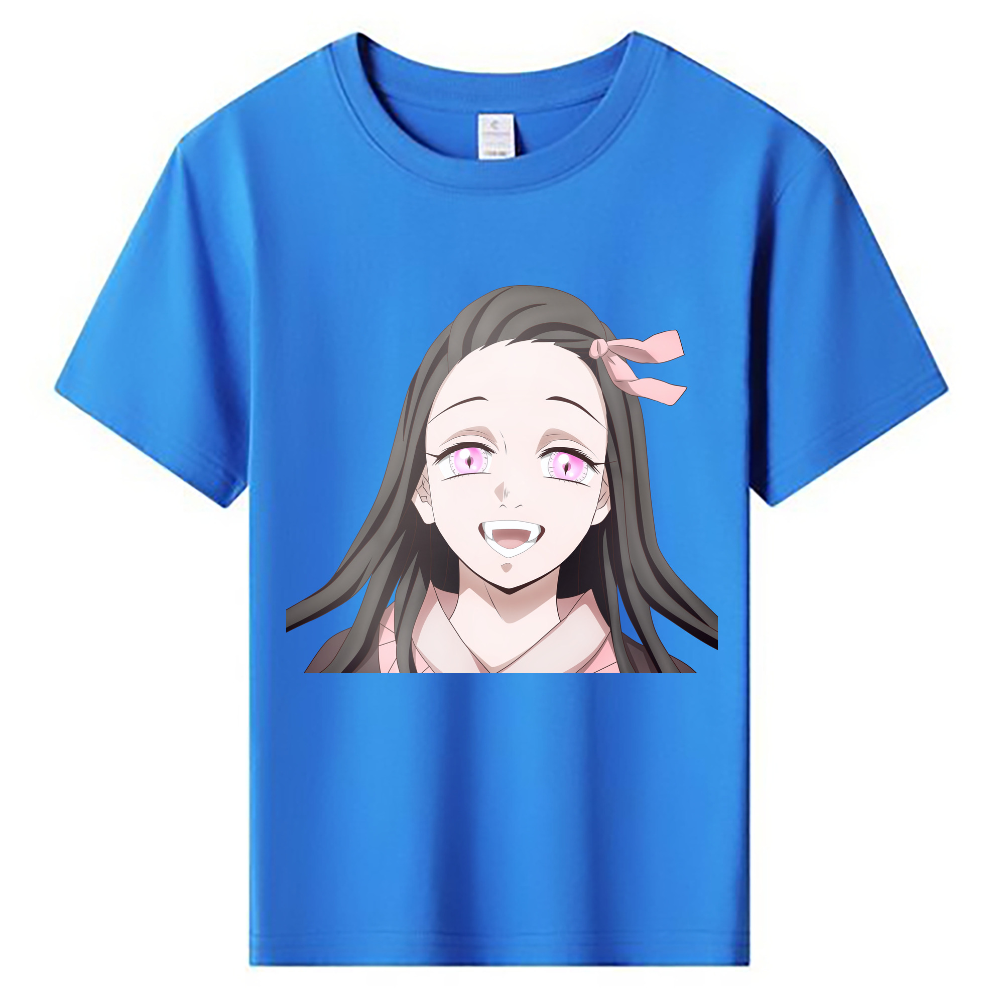 （画像用） 鬼滅の刃（きめつのやいば）竈門 禰󠄀豆子／かまど ねずこ Kamado Nezuko 綿100％キッズTシャツ（フロントプリント）